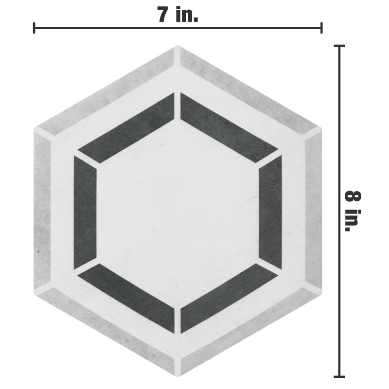 Coco 7" x 8" Porcelain Patterned Wall & Floor Tile