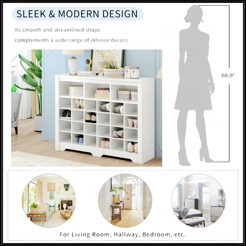 Console à 24 casiers au design épuré, Blanc