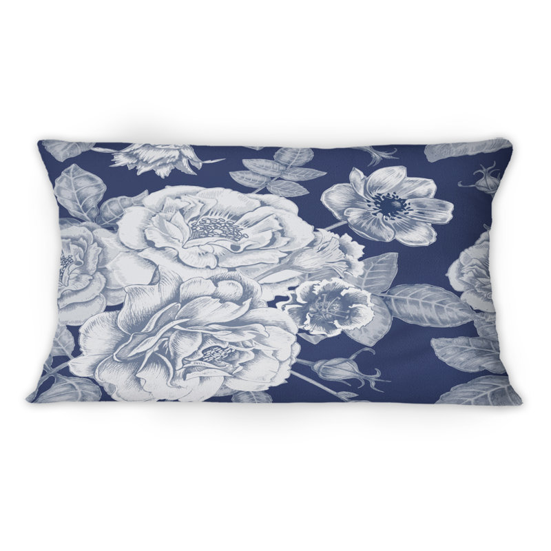 Coussin décoratif blanc à motif de fleurs rétro blanc classique I