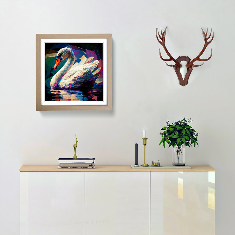 Swan Fauvism - Framed Print, Oak