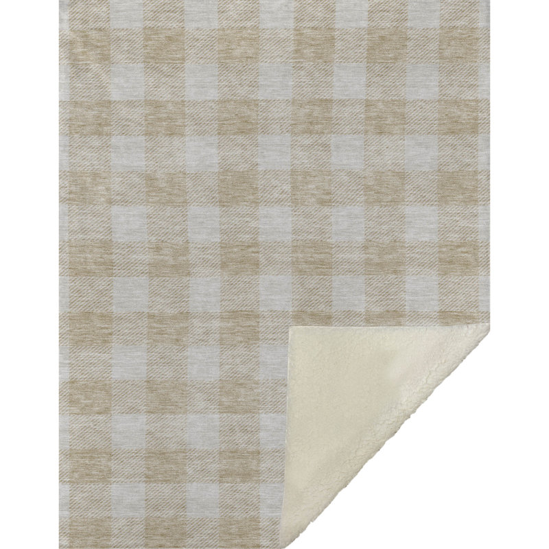 Jeté à carreaux Addison Sherpa ASB923, À carreaux, Beige