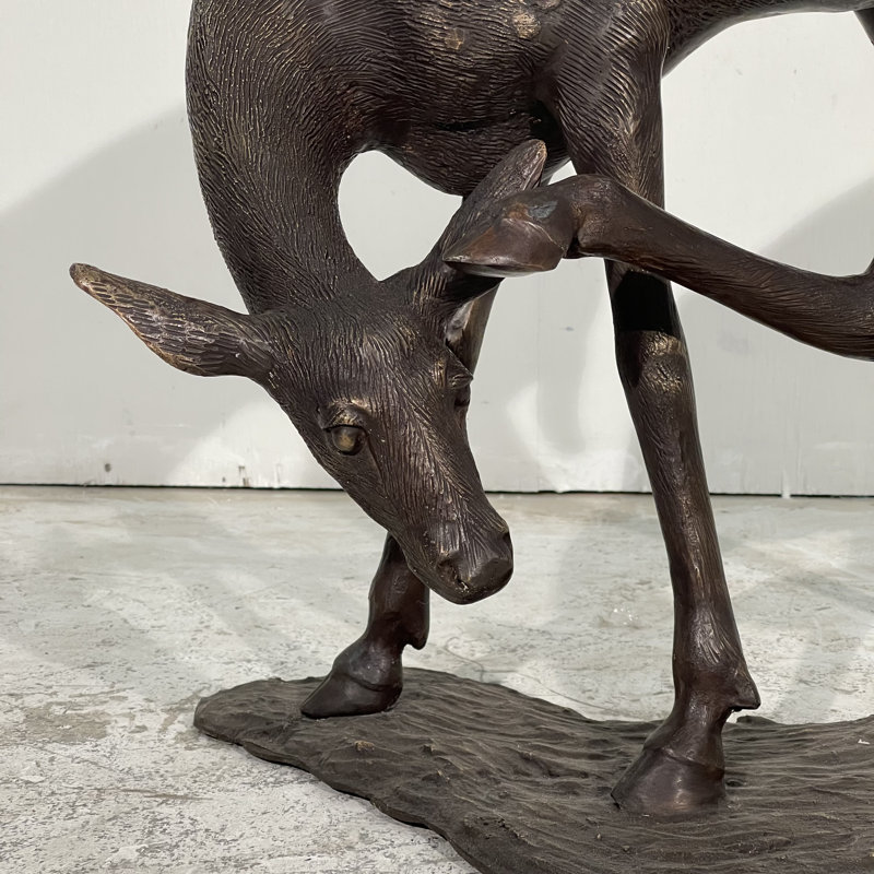 Bronze Fawn Scratching Head Sculpture