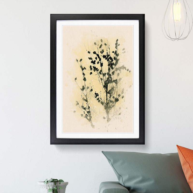 Birds in the Tree in Abstract - Picture Frame Graphic Art Print, 65cm H x 48cm W x 2cm D, Black Framed