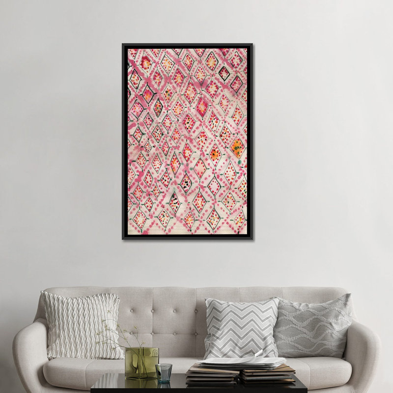« marocain tapis i », impression sur toile, H 26 po x l 18 po x P 1,5 po, Toile avec cadre noir, Pas de tapis