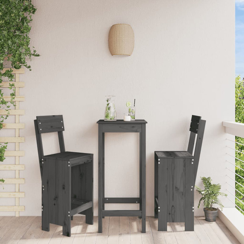 Agustine Solid Wood Counter Stool, Grey