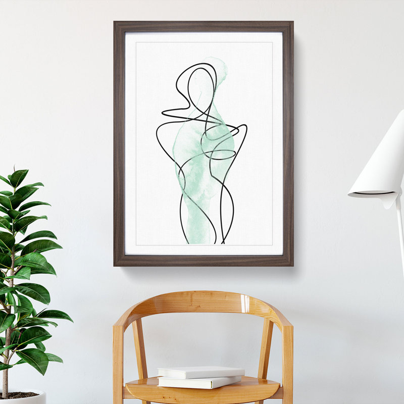Female Form Green - Picture Frame Graphic Art, Walnut, 36cm H x 27cm W x 2cm D