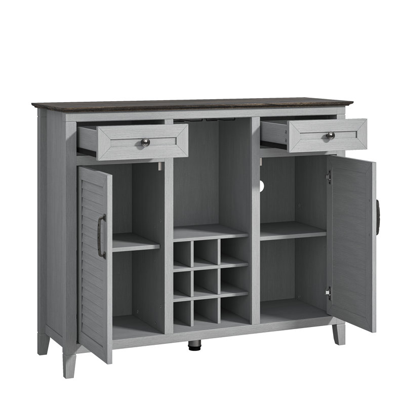 Elishia 47.44'' Farmhouse Bar Cabinet, Gray