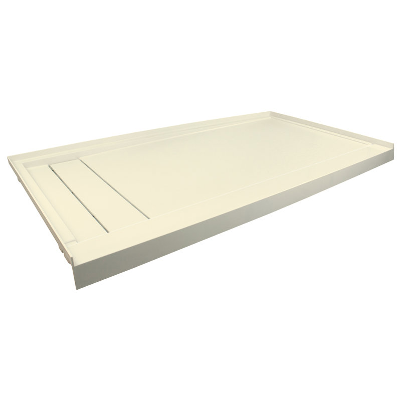 60'' W 32'' D Rectangular Single Shower Base, Ivory, Left