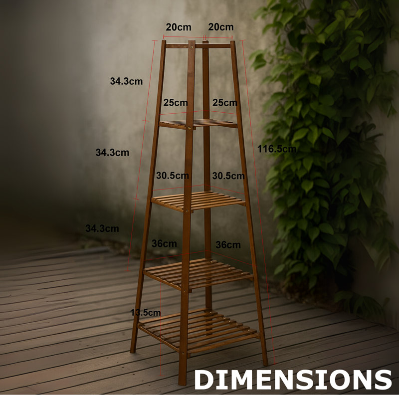 Aashish Tall Natural Bamboo Tall Plant Stand 4 Tier Shelf Plant Holder Garden Home Furniture