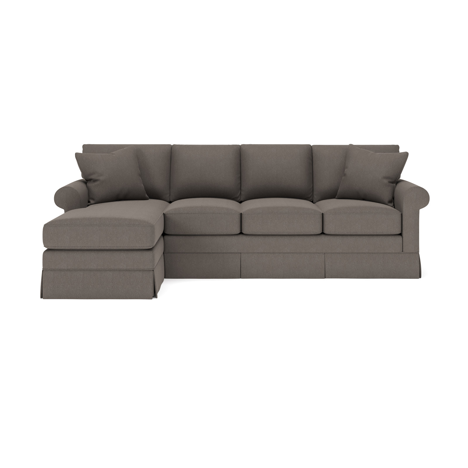 Friedman Sleeper Sectional with Chaise, Left Hand Facing, Drusky Charcoal Sustain® Basketweave
