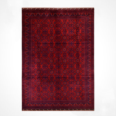 Tapis en laine et coton rouge noué à la main Original