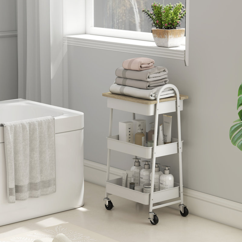 Kitchen Cart, Oak Wood/White