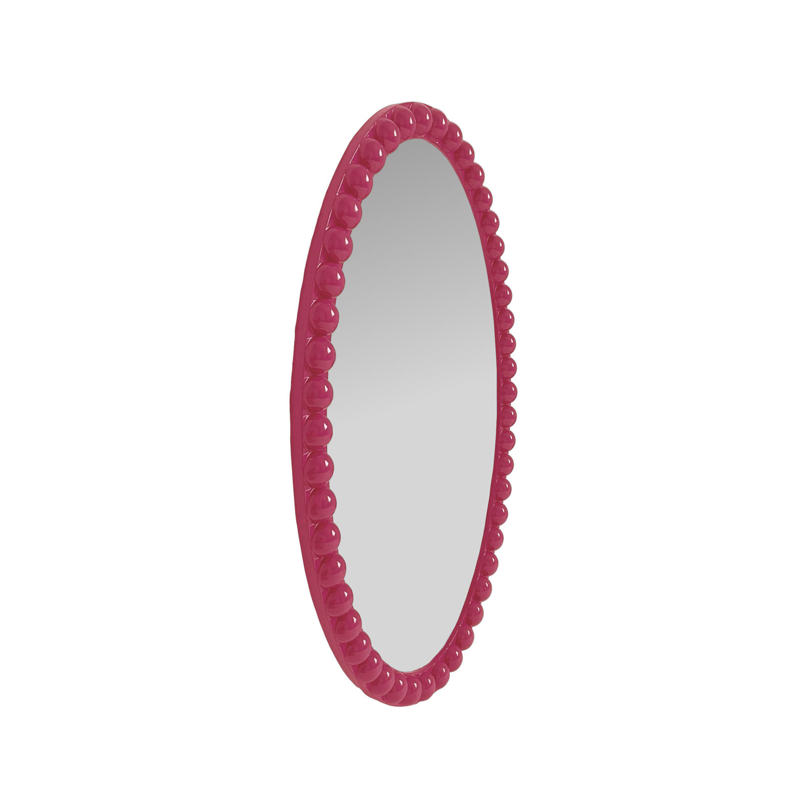 Varsha Oval Glossy Navy Mirror, Pink