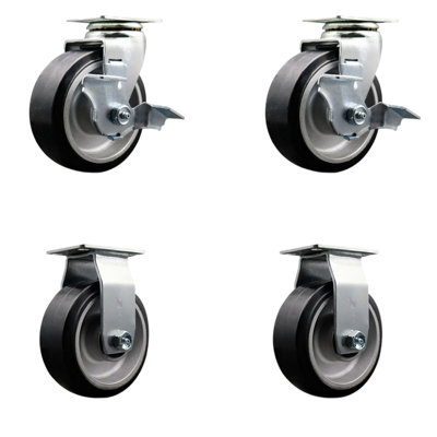 4-Piece Rubber and Aluminum Caster Set