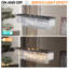 Série de lustre, lustre rectangulaire réglable en cristal, luminaire en cristal industriel moderne E12, luminaire suspendu en fer forgé rustique (convient pour la cuisine / le salon / la chambre à coucher) Noir (ampoules non incluses)-398350566