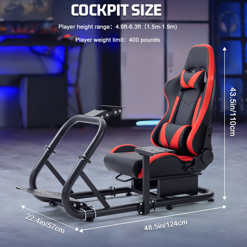  Stable Racing Simulator Cockpit With Esports Red Seat, Fit For Logitech Thrustmaster Fantec G29 G920 G923 Tmx T248p T300rs V12,professional Driving Game Stand