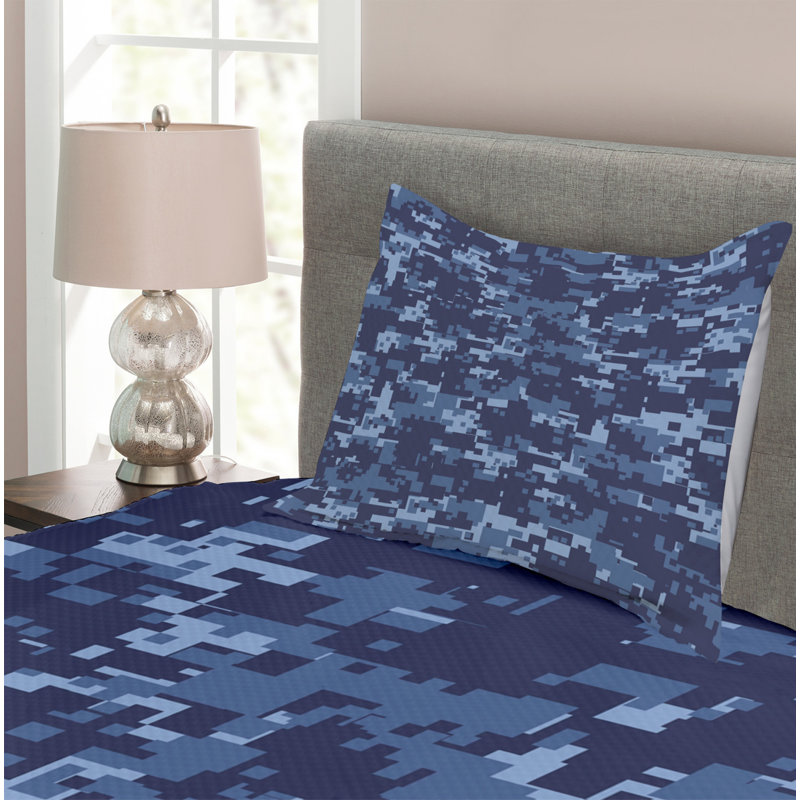 Adhara Navy Microfibre Bedspread Set, 175 x 225 cm