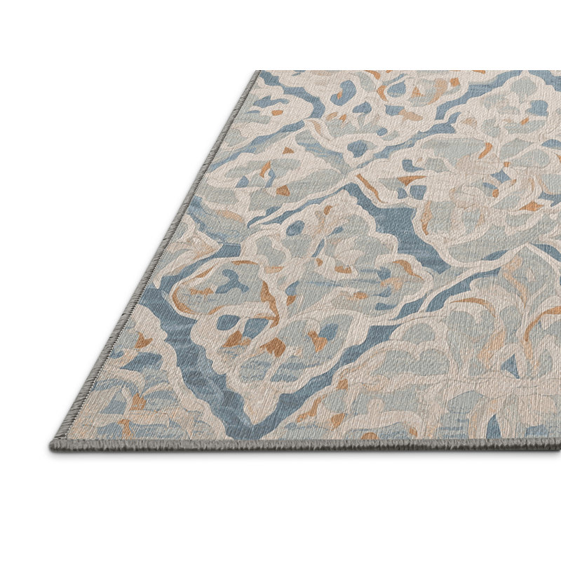 Machine Washable Gray Area Rug, Round 7'