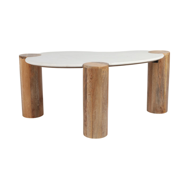 Sagebrook Home 42X18" Curved Coffee Table, White/Natural
