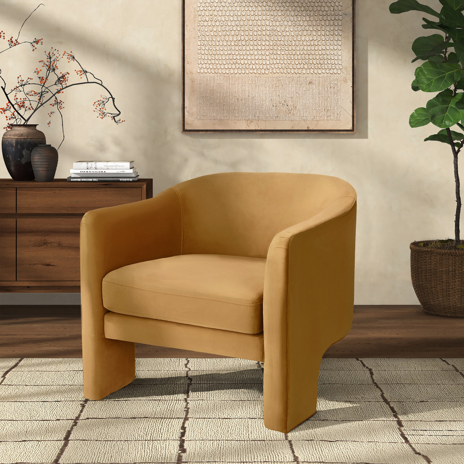 Upland Armchair, Mustard Velvet