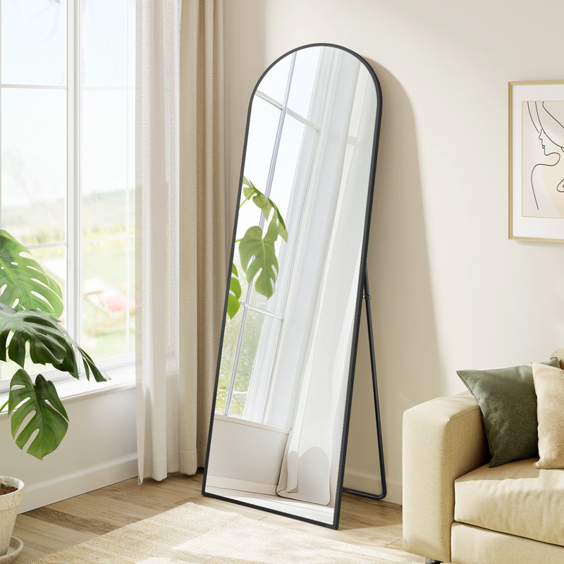 Full Length Mirror, Arched Full Body Mirror With Stand, Aluminium Alloy Frame Floor Mirror, Tempered Glass, For Bedroom, Living Room, Cloakroom