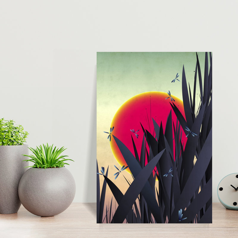 Contemporary Art Bold Geometric Modern Dragonfly Landscape Nature Wall Art by Angelo Cerantola - Wrapped Canvas Print