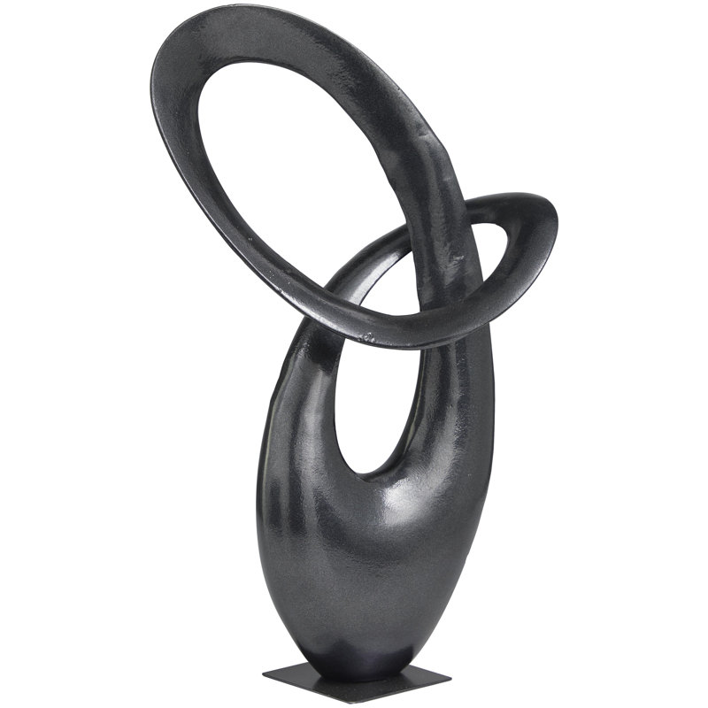 Sculpture abstraite moderne en aluminium massif Berdeen, H 17,1 po x l 9,35 po x P 6,35 po, Gris foncé