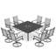Ensemble de salle à manger 9 pièces pour patio, ensemble de table et chaises d'extérieur pour 8, 8 chaises pivotantes, 1 table carrée en fer avec trou de parasol réglable (1,57 po - 1,97 po), ensemble de mobilier de patio pour terrasse, jardin, pelou-109334041