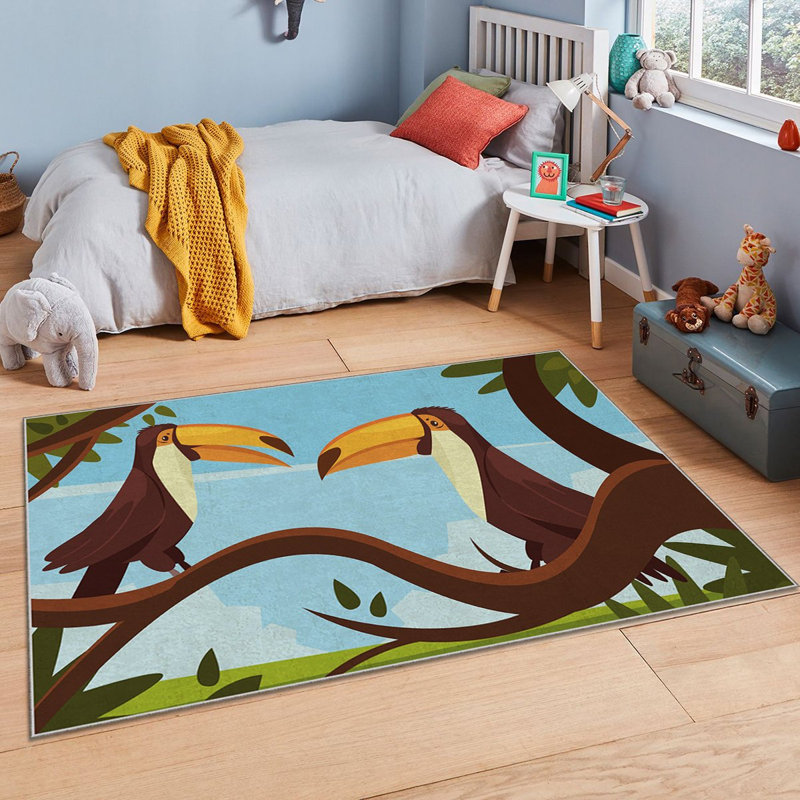 Luxurious Polyester Area Rug, 3.3 x 4.6 Feet | 740 g/m² Velvet Fabric, Non-Slip Felt Dot Underside, Laminated Sponge for Comfort | Antibacterial, Machine Washable at 86°F | Elegant Digital Print Design for Home Décor