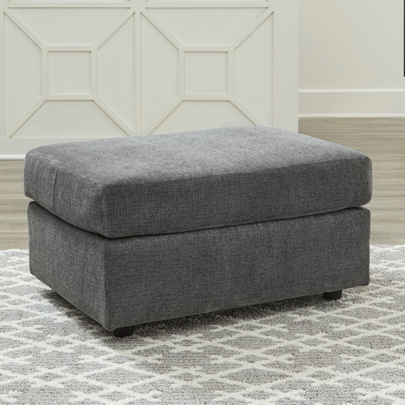 Armstid Upholstered Ottoman, Dark Gray Polyester