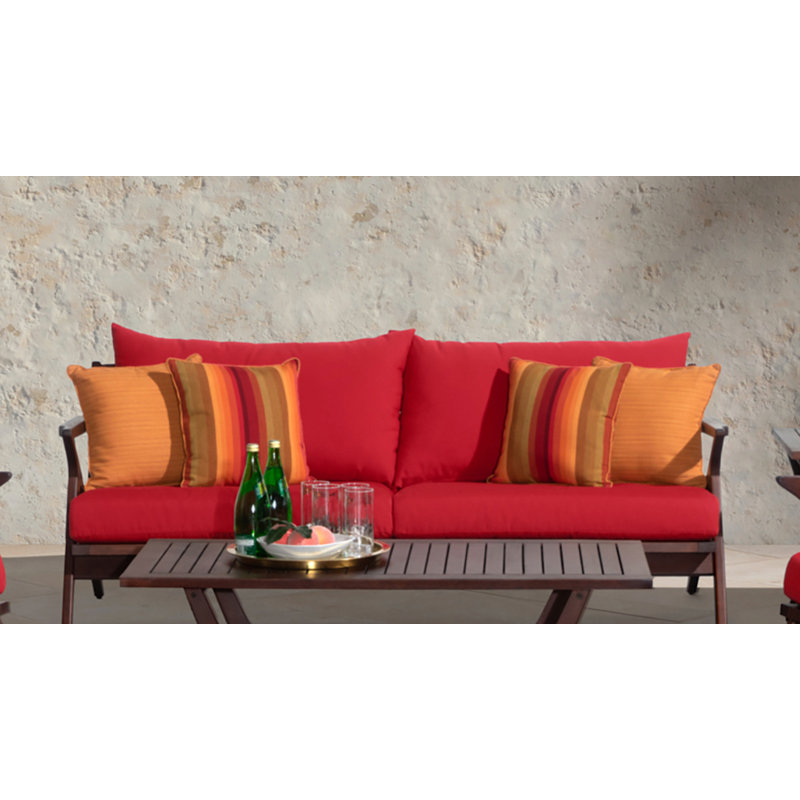 Canapé d'extérieur Minhaj Sunbrella - bleu, Sunbrella rouge coucher de soleil
