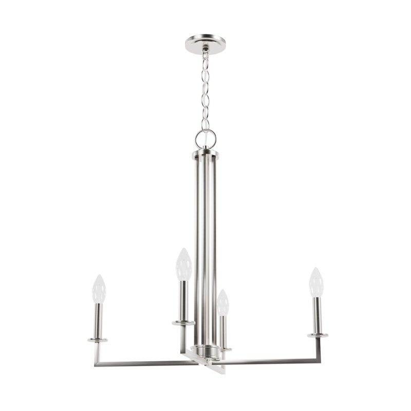 4 - Light Geometric Rectangle Chandelier, Brushed Nickel