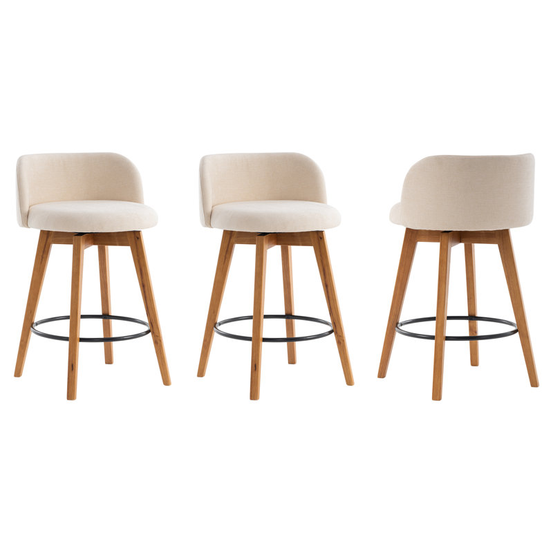 Tabourets de bar 26 po avec chenille, Chêne foncé, 1