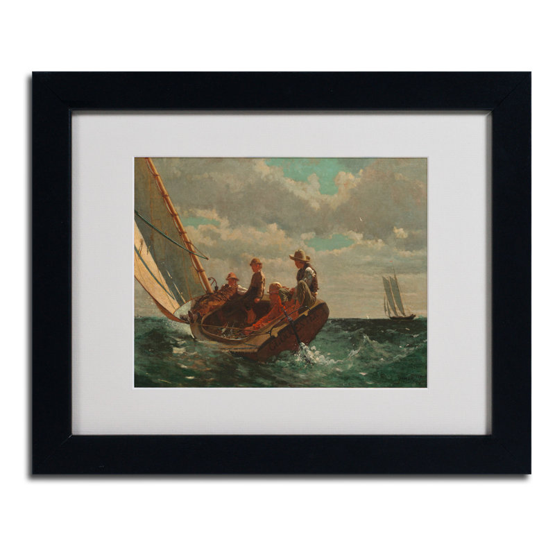 «Breezing Up (A Fair Wind)» par Winslow Homer - reproduction d'art sur toile, H 11 po x l 14 po x P 0,5 po, Noir