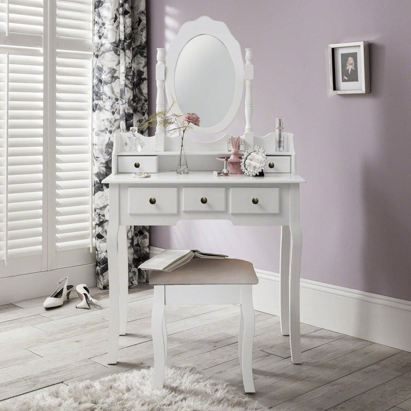 Naia Dressing Table with Mirror, White