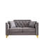 Chenille en tissu avec décoration à boucle, confortable, pieds en métal, 2 coussins décoratifs gris pour le salon, boutons en mousse, coussin en mousse,