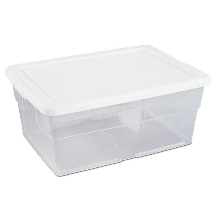 Sterilite Storage Container, 6 Qt, White, Plastic Containers