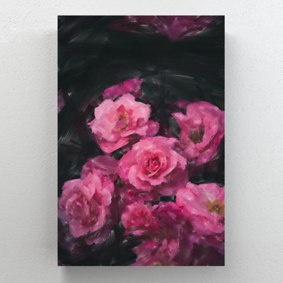 «Pink Rose Flowers», reproduction d'art rectangulaire sur toile tendue 1 pièce