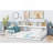 Full Floor Bed With Side Bookcase,Shelves,Guardrails,White-1057717133
