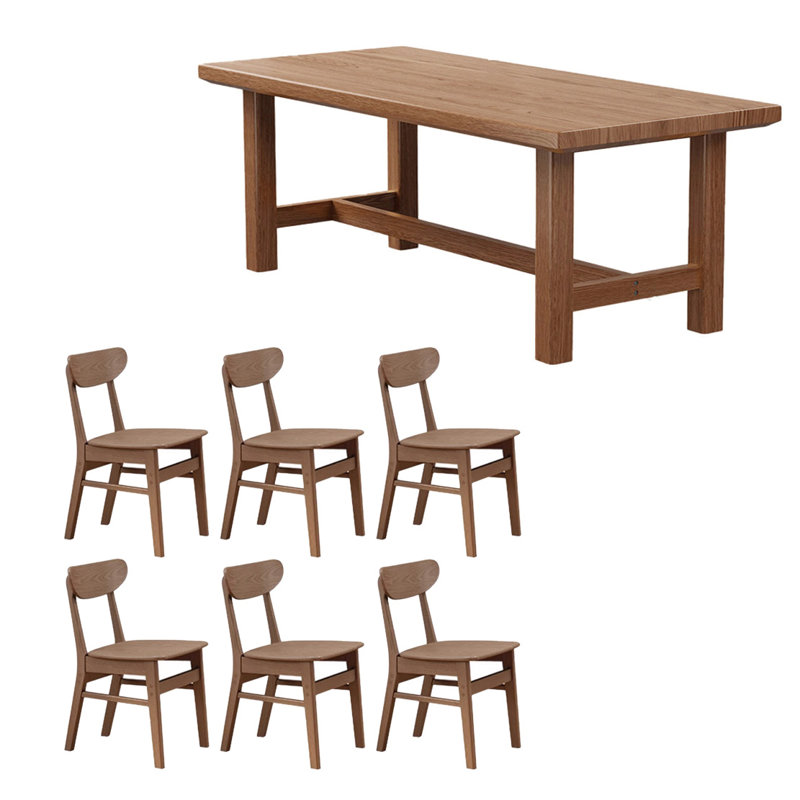 Solid wood solid large table set, 29.52"H x 70.86"L x 35.43"W, Dark Brown