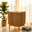 Ensemble de table de chevet 2 pièces avec grille moderne, rangement en bois massif, finition chêne