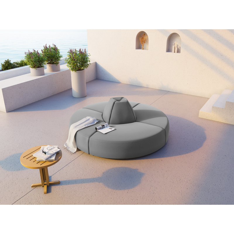 210cm Wide Wood Patio Sofa with Cushions, Grey