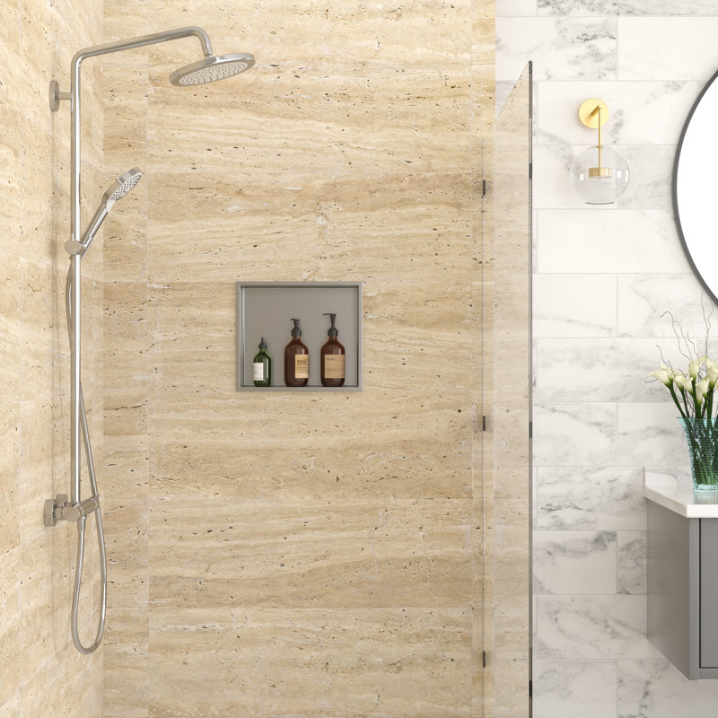 Niche encastrée rectangulaire en acier inoxydable de 14 po x 12 po H 14 po x 12 po, Brossé