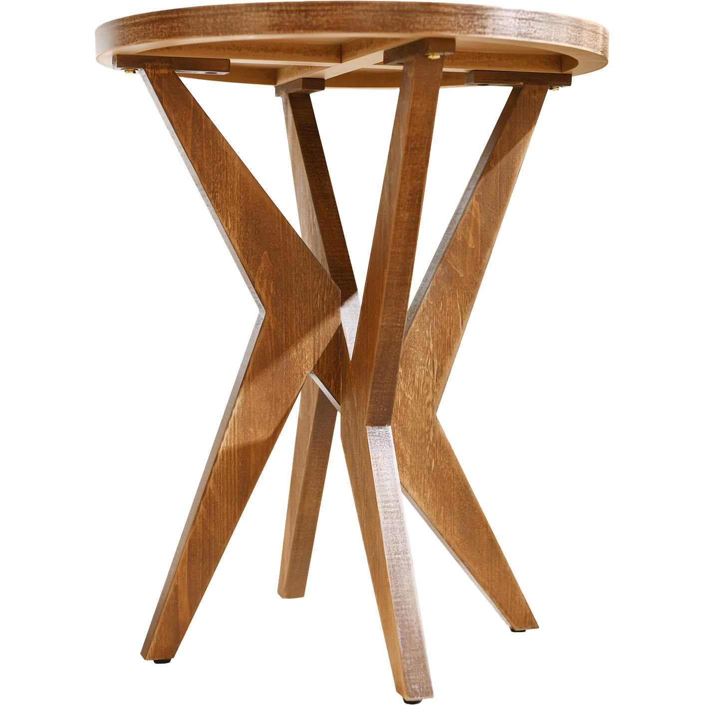 George Oliver Jahey Solid Wood Crossed Legs Round End Table with Smooth ...