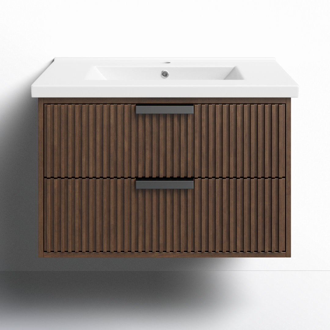 Anelie 30'' Single Bathroom Vanity with Ceramic Top Joss & Main Base 