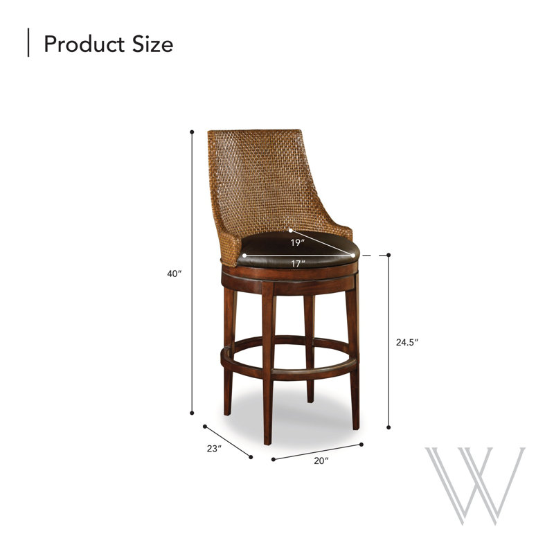 Woven Leather Swivel Upholstered Counter Stool, Counter Stool (24.5" Seat Height)