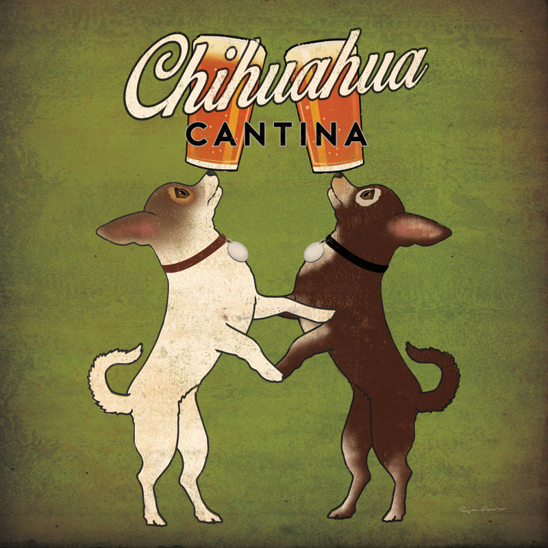 «Double Chihuahua V2 Square» par Ryan Fowler - art textuel sur toile tendue, H 12 po x l 12 po, Non, Toile tendue