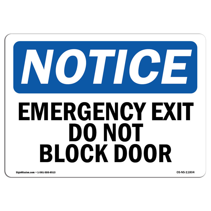 Plaque de porte de sortie d'urgence, H 18 po x l 12 po x P 0,1 po