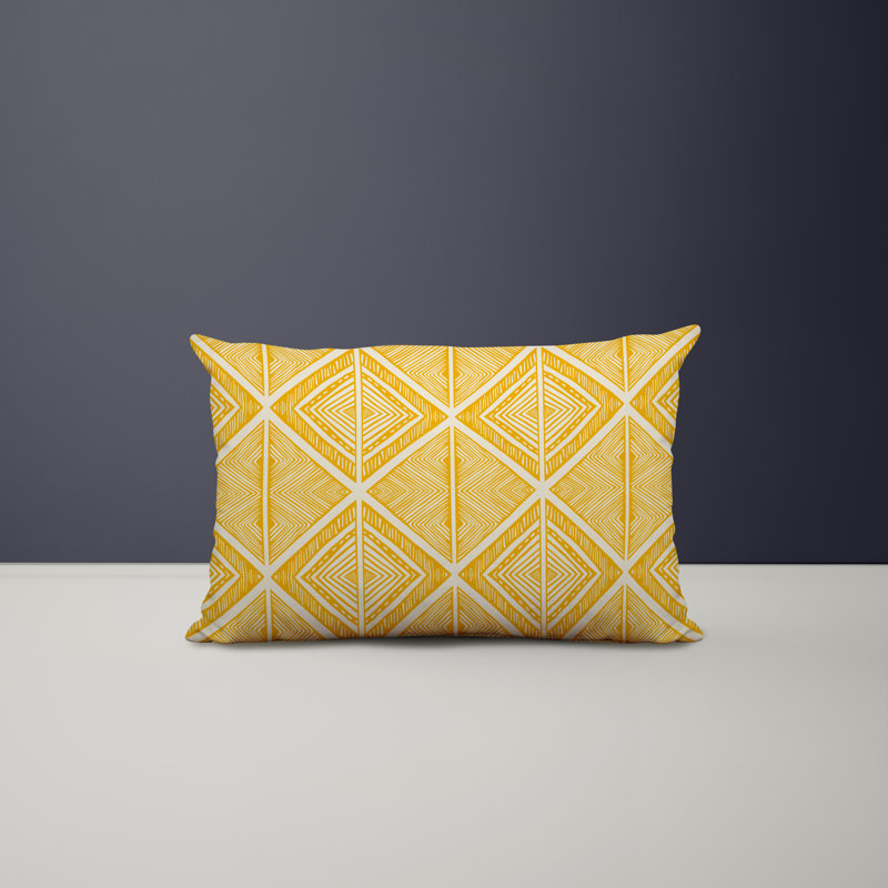 Housse et insert de coussin rectangulaire en polyester pour l'intérieur et l'extérieur, Jaune
