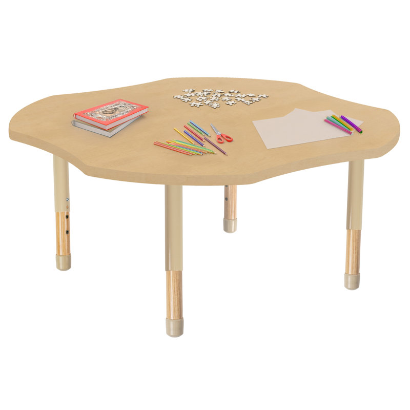 Table d'activité thermofusionnée 48 po x 48 po avec pieds réglables en bois épais - grain d'érable / sable / naturel, Sand